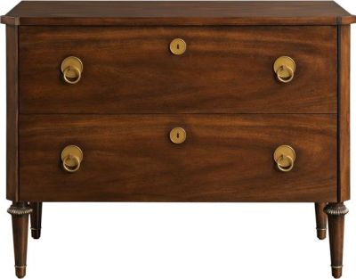 Chest of Drawers PORT ELIOT AUSTRIAN Canted Top and Post Mahogany Solid Brass