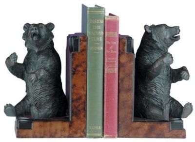 Bookends Bookend MOUNTAIN Lodge Playful Sitting Bear Ebony Black Resin